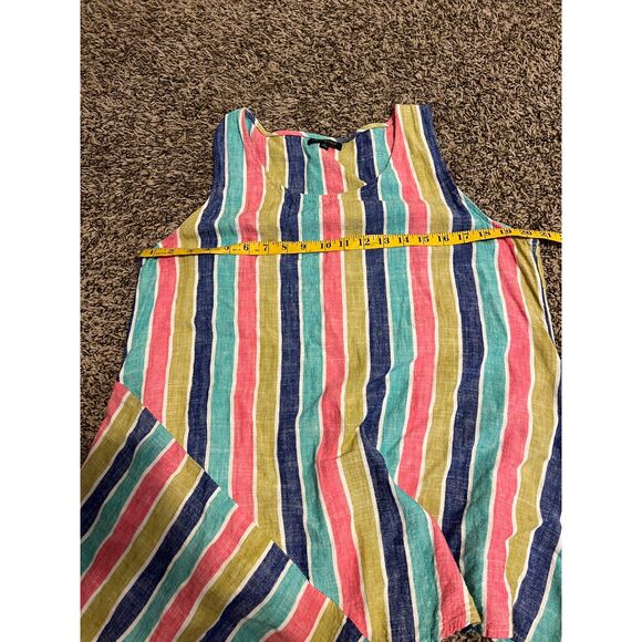 For Cynthia Rainbow Striped Asymmetrical Tunic Tank Womens Sz L Lagenlook - Picture 6 of 7